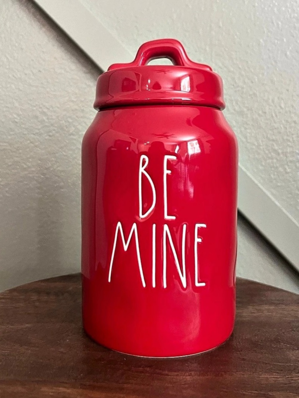 New Rae Dunn BE MINE Red and White Canister